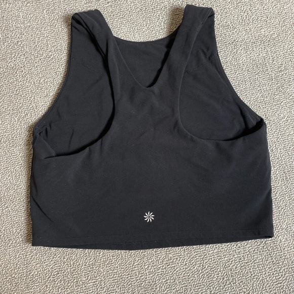 Athleta Black Crop Tank Top- Breathable Lightweight Quick Drying Yoga Gym - Picture 2 of 4